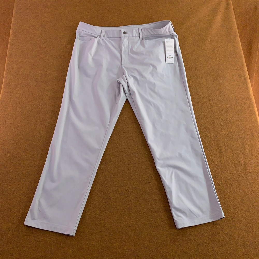 CRZYOGA Mens 40W Platinum Grey Stretch Technical Golf Pants NWT